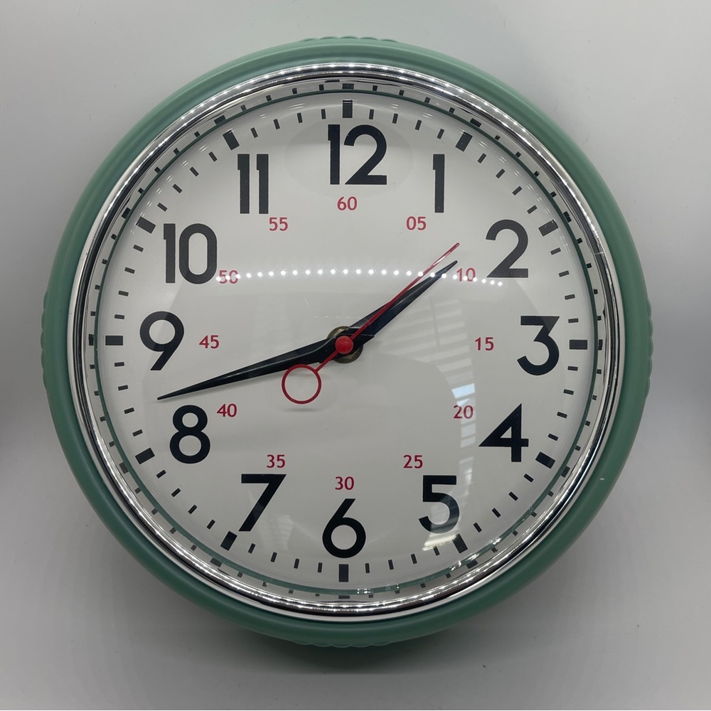 Vintage Green Plastic Analog Wall Clock